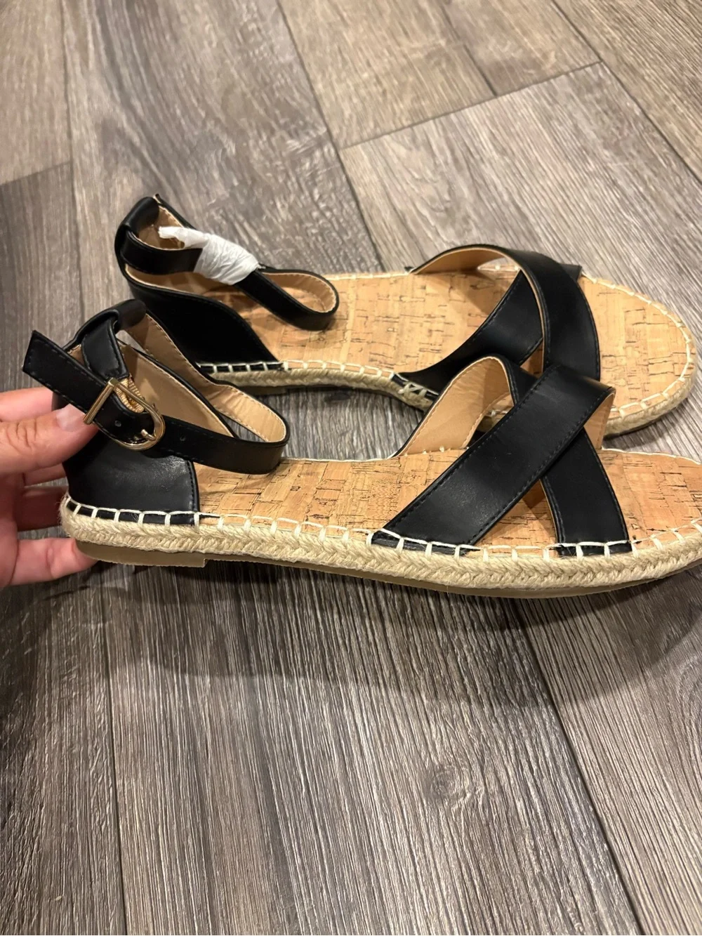 Women's Black Espadrille Ankle-Strap Sandals